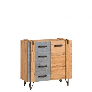 Komoda LOFTER 06 beton millenium + dub wotan
