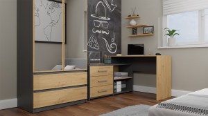 BIURKO NAROŻNE + KOMODA DANY ANTRACYT / DĄB ARTISAN (5/6)