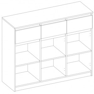 Ilustrační foto - Komoda 3D3S 120 Bílý - Pohled dovnitř (3/8)