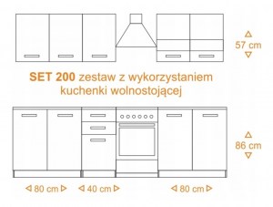 Ilustrační foto - Kuchyňská linka SET 200 - Bílý mat - Rozměry (4/8)