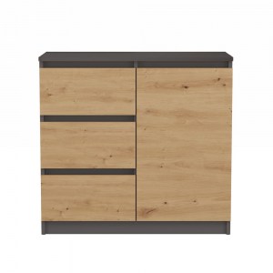 Komoda 1D3S Antracit + dub artisan (2/5)