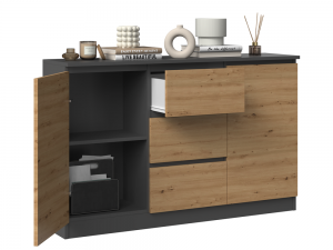 KOMODA 2D3S 120 - ANTRACYT / DĄB ARTISAN (2/5)