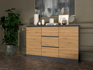 KOMODA 2D3S 120 - ANTRACYT / DĄB ARTISAN (3/5)