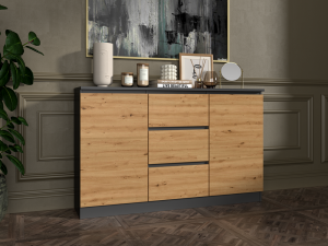 KOMODA 2D3S 120 - ANTRACYT / DĄB ARTISAN (4/5)
