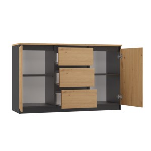 KOMODA 2D3S 120 - ANTRACYT / DĄB ARTISAN BLAT ARTISAN (2/5)