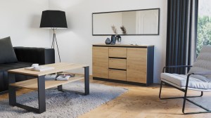 KOMODA 2D3S 120 - ANTRACYT / DĄB ARTISAN BLAT ARTISAN (5/5)