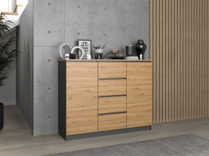 Komoda 2D4S 120 BA antracit + dub artisan (3/4)