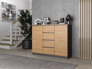 Komoda 2D4S 120 BA antracit + dub artisan (4/4)