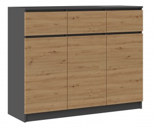 KOMODA 3D3S - ANTRACYT / DĄB ARTISAN