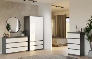 Komoda MALWA M6 120 - antracit + bílá (10/14)