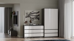 Komoda MALWA M6 120 - antracit + bílá (12/14)