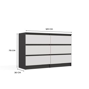 Komoda MALWA M6 120 - antracit + bílá (14/14)