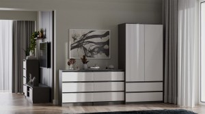 Komoda MALWA M6 140 - antracit + bílá (12/14)