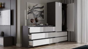 Komoda MALWA M6 140 - antracit + bílá (13/14)