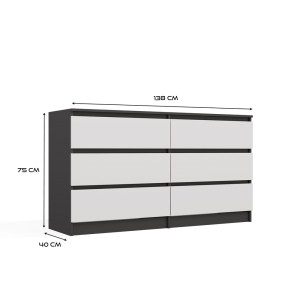 Komoda MALWA M6 140 - antracit + bílá (14/14)