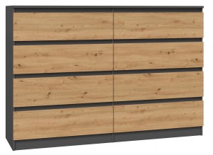 KOMODA MALWA M8 140 - ANTRACYT / DĄB ARTISAN