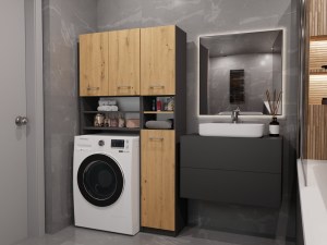 Koupelnová sestava MARPOL DK Antracit + dub artisan (8/10)