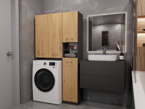 Koupelnová skříňka MARPOL DD Antracit + dub artisan (3/10)