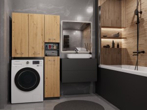 Koupelnová skříňka MARPOL DD Antracit + dub artisan (4/10)