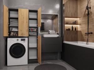 Koupelnová skříňka MARPOL DD Antracit + dub artisan (5/10)