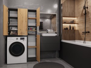 Koupelnová skříňka MARPOL DD Antracit + dub artisan (10/10)