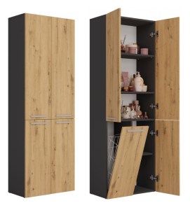 Koupelnová skříňka NEL DD 1K 60 Antracit + dub artisan