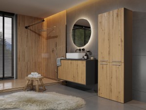 Koupelnová skříňka NEL DD 1K 60 Antracit + dub artisan (6/8)