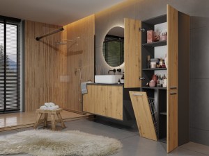 Koupelnová skříňka NEL DD 1K 60 Antracit + dub artisan (7/8)