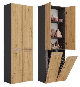 Koupelnová skříňka NEL DD 2K 60 Antracit + dub artisan