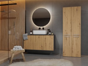 Koupelnová skříňka NEL DD 2K 60 Antracit + dub artisan (4/6)