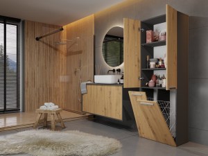 Koupelnová skříňka NEL DD 2K 60 Antracit + dub artisan (5/6)
