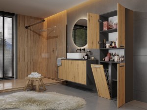 Koupelnová skříňka NEL DK 1K 60 Antracit + dub artisan (6/7)