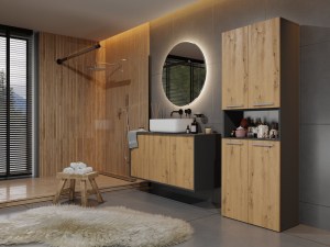 Koupelnová skříňka NEL DK 1K 60 Antracit + dub artisan (7/7)