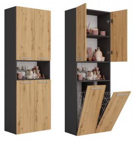 Koupelnová skříňka NEL DK 2K 60 Antracit + dub artisan