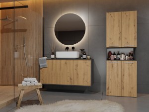 Koupelnová skříňka NEL DK 2K 60 Antracit + dub artisan (4/7)
