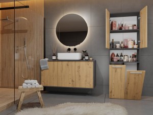 Koupelnová skříňka NEL DK 2K 60 Antracit + dub artisan (5/7)