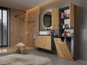 Koupelnová skříňka NEL DK 2K 60 Antracit + dub artisan (7/7)