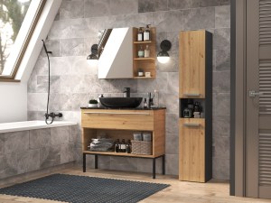 Koupelnová skříňka NEL I Antracit + dub artisan (11/13)