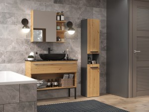 Koupelnová skříňka NEL I Antracit + dub artisan (12/13)
