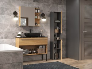 Koupelnová skříňka NEL I Antracit + dub artisan (13/13)