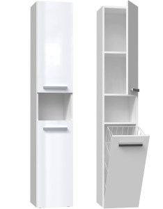 Koupelnová skříňka NEL III s košem bílý lesk (14/16)