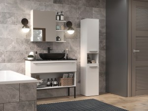 Koupelnová skříňka NEL III s košem bílý mat (15/16)