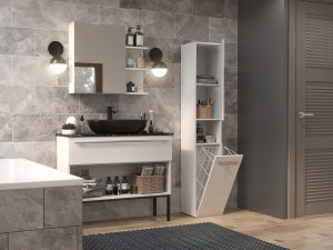 Koupelnová skříňka NEL III s košem bílý mat (16/16)