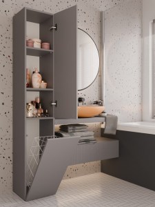 Koupelnová skříňka NEL IV s košem hnědošedá (5/5)
