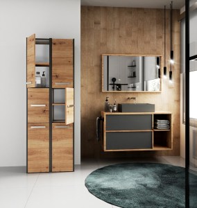 Koupelnová skříňka S33 Antracit + dub artisan (8/9)