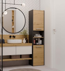 Koupelnová skříňka S40 Antracit + dub artisan (12/15)