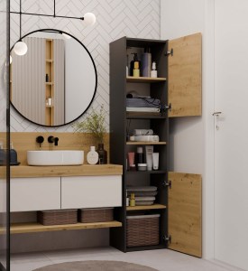 Koupelnová skříňka S40 Antracit + dub artisan (13/15)