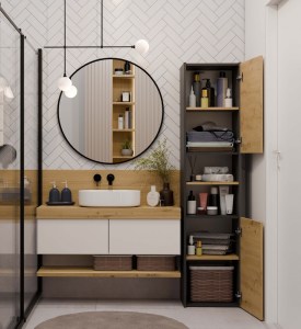 Koupelnová skříňka S40 Antracit + dub artisan (15/15)