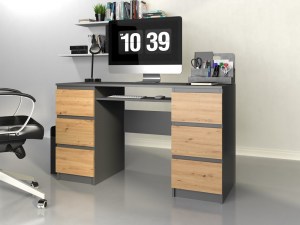 Počítačový stůl KUBA antracit + dub artisan (11/16)