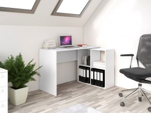 Psací stůl PLUS + regál MALAX 2X2 Bílý (6/6)